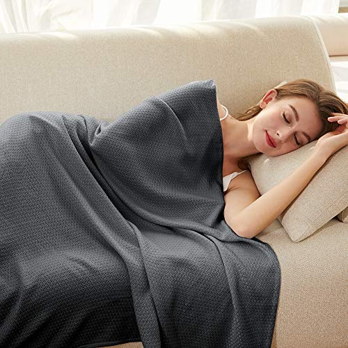 AmyHomie Cooling Blanket, 100% Rayon Derived from Bamboo, Cool Summer Blanket for Hot Sleepers, Soft Comfy Lightweight Blankets for All Seasons(Dark Gray, 79×91in) - color: Dark Gray, size: 79" x 91"