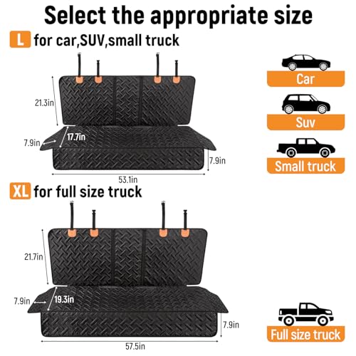 YJGF Dog Car Seat Cover for Back Seat,Back Seat Pet Cover for Dogs,Waterproof Scratchproof Rear Bench Seat Cover Protector (Black, L) - size: L