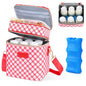 PIIOSER Breastmilk Cooler Bag with Ice Pack, Fits 6 Baby Bottles Up to 9 Oz, Stylish Baby Cooler Travel Bags with Shoulder Strap, Double Deck & Leakproof for Nursing & Working Mom-Red & White Striped - color: Red & White
