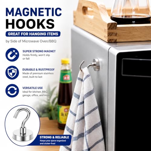 Magnetic Hooks for Cruise Cabins, Strong Neodymium Magnets | Strong Magnetic Hold | No Drill Installation | Cruise Cabin Essential | Includes Adhesive Metal Plates - size: 16 Pack with Metal Plates