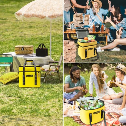 Lisa Lunch Soft Cooler 20/36 Can, Insulated Bag Portable Ice Chest Box for Lunch, Beach, Drink, Beverage, Travel, Camping, Picnic, Car, Trips, Cooler Leak-Proof - color: 20 can yellow