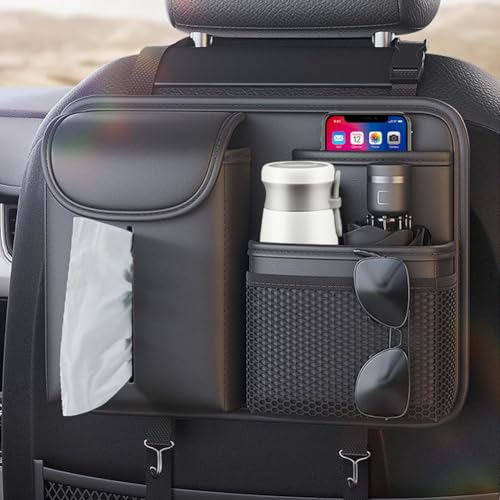 Tumecos Car Seat Back Storage Bag,Backseat Organizer with Tissue Box, Large Capacity Rear Seat Storage Pocket, Universal for Most Vehicles - style: Style A
