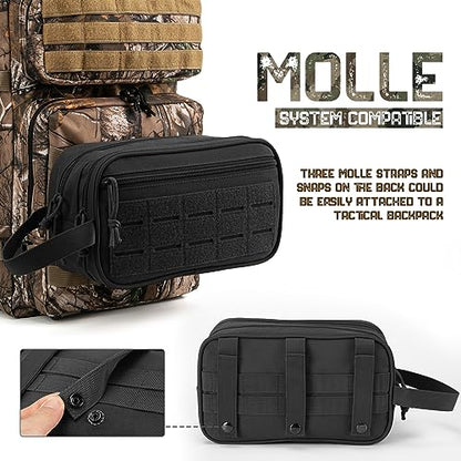 QT&QY Tactical Toiletry Bag For Men Hygiene Bag EDC Military Tool Molle Pouches Small Dopp Kit Mens Shaving Kit Travel shower Bags - color: 1 US Black