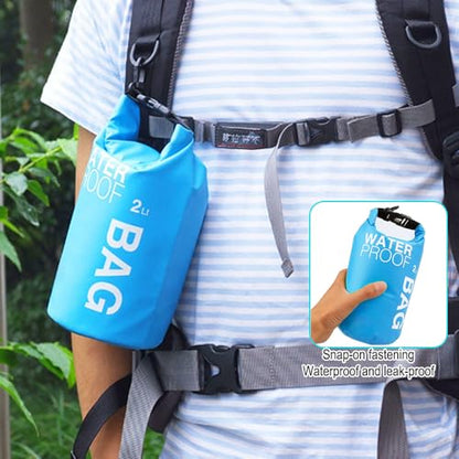 Waterproof Dry Bag 2L, Lightweight Roll-Top Sack for Kayaking Swimming Camping and Beach, Compact & Water-Resistant Outdoor Essential (Blue) - color: Blue