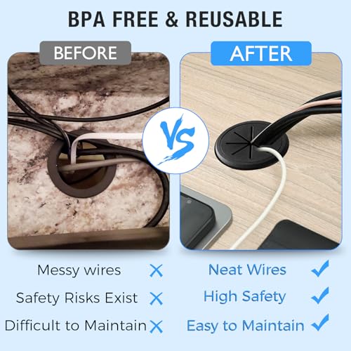 Desk Grommet 2-1/16" (53 mm), Desk Hole Cover for Cables White, Cable Grommet ABS Plastic, Desk Hole Grommet for Office and Home Table Cable, Detachable & Flexible Cable Cord Organizer-4 Pcs - size: 2-1/16"(53 mm)-4Pcs, style: White