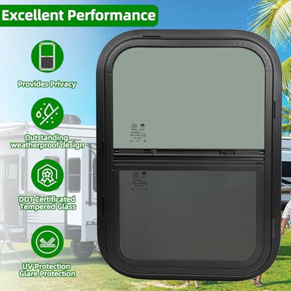 RV Window,Camper Replacement Vertical Sliding RV Window for Cargo Trailer Utility Travel Trailer Cargo Van Truck SUV 18" W x 30" H,Fit 15/16" or 1-3/8" Thick Wall,Allow Error 1/16",DOT Approved - size: 18"W x 30"H