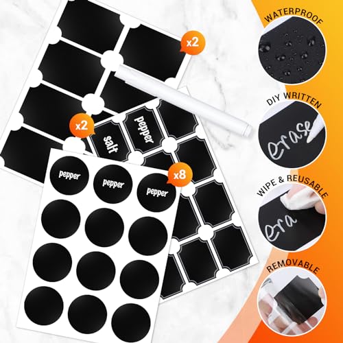 Segarty Glass Spice Jars, 3 Pack 5oz Spice Jars with Label, Empty Spice Containers with Shaker Lids, Seasoning Bottles with 136 Stickers, 1 Marker Pen and 1 Brush, Salt Pepper Shakers Set - size: 5oz / 150ml