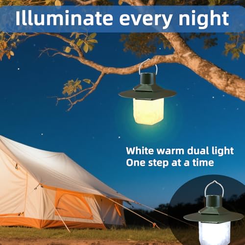 Rechargeable LED Camping Lantern, Stepless Dimming Camping Lights with 1000LM, Camping Essential with 2 Light Modes, IPX4 Waterproof Tent Lights, Portable Flashlight for Power Outages, Hiking