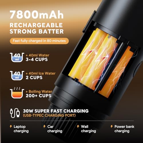 RECAFIMIL Portable 2-in-1 Coffee Maker, Portable 20 Bar Espresso Machine with Automatic Heating, Compatible with NS and Ground Coffee for Camping, Hiking Travel and Home (Black) - color: BLACK