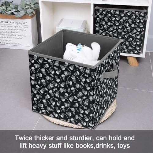 Skull Pattern Foldable Storage Box with Handle Organizer Containers for Home Office Clothes Office Supplies - color: style-6-1