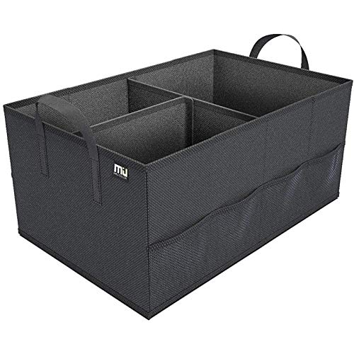MIU COLOR Trunk Organizer for Car, Car Organizer, 8 Mesh Pockets Trunk Organizer for SUV, Non-Slip Bottom, Storage Organizer for Sedans, Van, Jeep, Grocery, 2 Compartments, Black 22"x13"x11" - color: Black, size: Medium