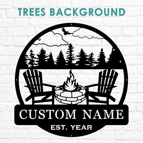 Custom Metal Beach Campfire Name Sign | Cabin Lake House Decor, Campsite Sign