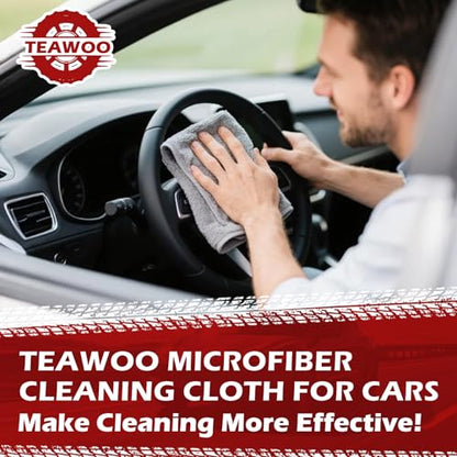 TEAWOO Microfiber Cleaning Cloths Bulk Pack-15 Pack, Microfiber Towels Bulk, Towels for Cars, Cleaning Rags Gray (12x12 inches) - color: Gray