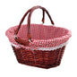 GNIEMCKIN 1 Pack 14.2 Inch Wicker Basket with Handle, Wicker Picnic Baskets with Red Checkered Liner, Oval Willow Woven Basket for Fruit, Wine, Wedding, Picnic(Brown Color) - size: 1 Pack 14.2 Inch Brown