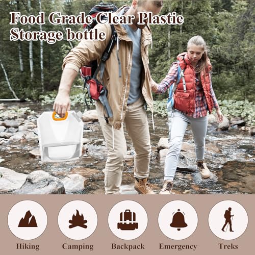 10 Pieces Collapsible Water Containers, 1/2 Gallon Clear Plastic Water Jugs for Sports Camping Hiking Travel | Collapsible