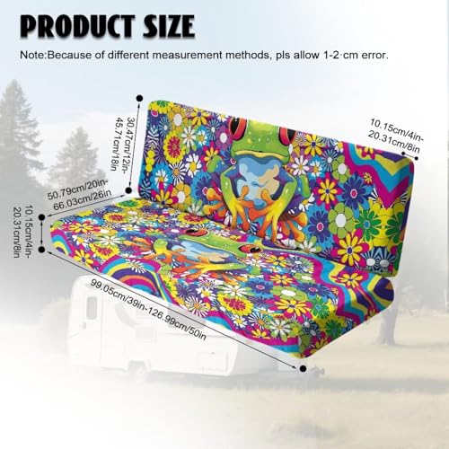 Frog Hippie Daisy Pattern 2 Pack RV Dinette Cushion Covers Breathable Sofa Furniture Protector Flannel Loveseat Sofa Chair Cover Camper Seat Covers Dinette Booth - color: Frog Hippie Daisy