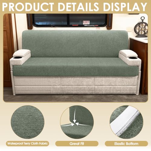 Waterproof RV Dinette Cushion Covers - Stretch Seat Slipcover, Washable RV Couch Cover Designed for Camper Car Bench (Sofa 1 Backrest Cover & 1 Bench Cover, Green) - color: Green, size: Sofa 1 Backrest Cover & 1 Bench Cover
