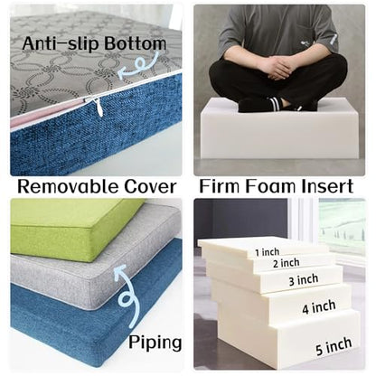 SINCERE Custom Chair Cushions Pads Indoor Outdoor, High Density Foam Back Pillow with Ties for Dining Room Kitchen, Non-Slip Waterproof Patio Furniture Deep Seating Pad, Fade-resistant Removable Cover - color: Custom Chair Pads