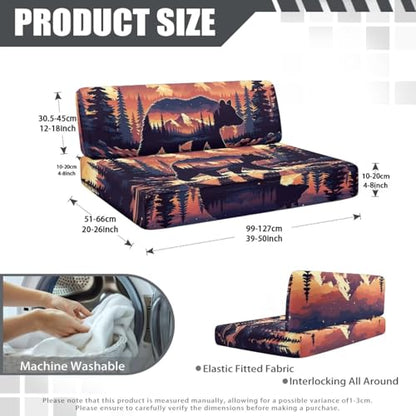 Bear RV Dinette Cushions Covers RV Sofa Furniture Protector for RV Camper Car Bench with 1 Backrest & 1 Bench Cover, Washable - color: Bear