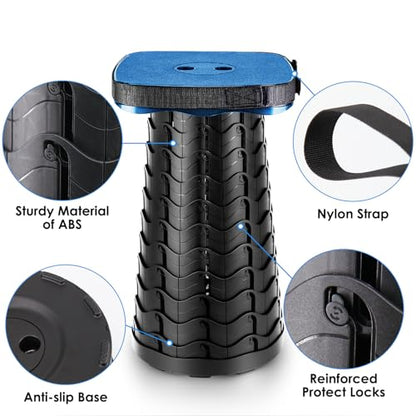 aboutool Collapsible Stool with Soft Removable Cushion & Waterproof Carry Bag - Lightweight Folding Stool, 485lbs Capacity, Portable for Adults, Camping, Fishing, Hiking, Outdoor, Travel - color: Blue