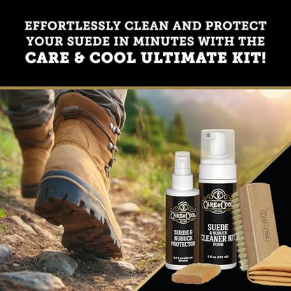 Care & Cool Ultimate Suede & Nubuck Care Kit: Helps Clean, Restore & Protect Against Water & Stains. The Complete 6-Piece System to Keep Your Favorite Shoes, Boots, Bags & Jackets Looking Fresh.