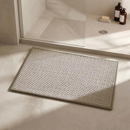 Triohero Bathroom Rugs Non Slip Washable, Super Absorbent Thin Bath Mat Small Quick Dry Low Pile Bathroom Rug, Beige 16"x24" - color: Beige, size: 16"x24"