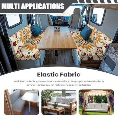 NDISTIN Native American Navajo RV Dinette Cushion Covers 2 Sets Comfortable Camper Couch Cushion Covers Stretchable Dinette Rv Seat Covers Dinette Booth Cushions for RV Camper Sofa - color: Native American Navajo