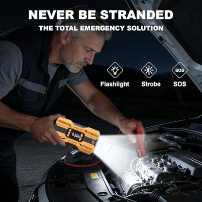 Nuynix Jump Starter with Air Compressor, 3000A Portable Car Battery Booster (Up to 9.0L Gas/7.0L Diesel) with 150PSI Auto-Shutoff Tire Inflator, 12V Lithium Jump Box, LED Display & Jumper Cables