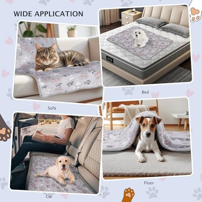 BVAGSS 6 Pack Small Dog Blanket, Super Soft Warm Pet Cover Blankets, Paw Print Puppy Fleece Flannel Blanket for Small Medium Dogs and Cats MW003 - color: Grey Paw, size: 6 Pack of 23.6x15.7 Inches