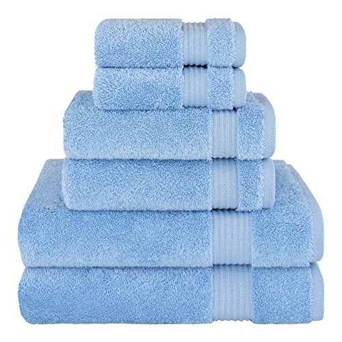 Cotton Paradise 6 Piece Towel Set 100% Cotton Soft Absorbent Turkish Towels for Bathroom, 2 Bath Towels 2 Hand Towels 2 Washcloths, Sky Blue Towel Set - color: Sky Blue