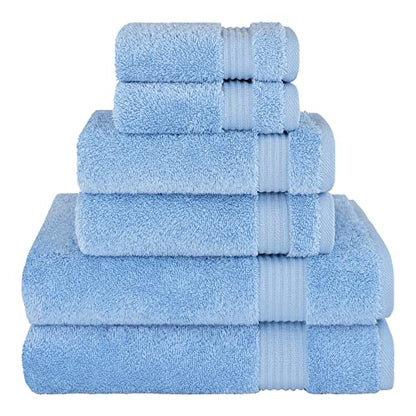 Cotton Paradise 6 Piece Towel Set 100% Cotton Soft Absorbent Turkish Towels for Bathroom, 2 Bath Towels 2 Hand Towels 2 Washcloths, Sky Blue Towel Set - color: Sky Blue