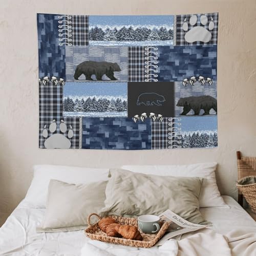 Fblifil Vintage Rustic Bear Cabin Wall Tapestry Board Country Retro Wild Animal Snow Farmhouse Lodge Wall Tapestries Hanging for Bedroom Living Room Dorm Party Decor 30x40in - color: Bear-26, size: 40"Wx30"L