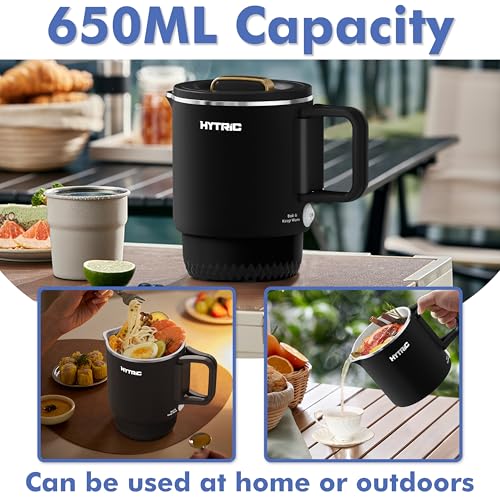 HYTRIC Travel Electric Kettle, 650ML Foldable Small Electric Kettle, Stainless Steel Portable Kettle with Dual Power Control, Collapsible Small Kettle Electric, Auto Shutoff & Boil Dry Protection