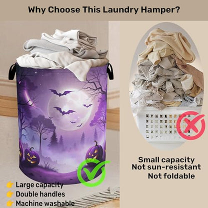 Pumpkin Party Foldable Laundry Hamper - Waterproof Fabric Storage Basket with Handles, Clothes Hampers for Laundry,Bedroom,Dorm - color: Pumpkin Party