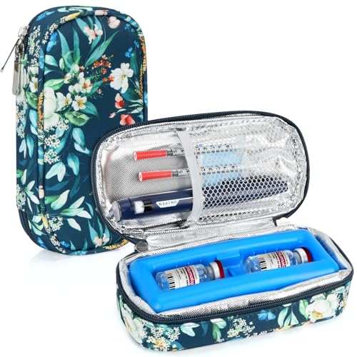 YOUSHARES Peptide Vials Cooler Travel Case - TSA Approved Diabetic Insulin Vial Cooling Bag with Protective Ice Brick, Refrigerated Diabetes Supplies Organizer, GLP-1 Medication Storage - color: 01_camellia