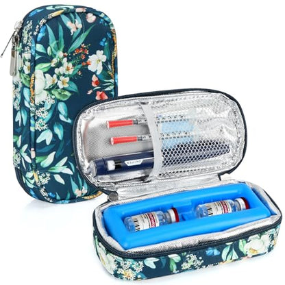 YOUSHARES Peptide Vials Cooler Travel Case - TSA Approved Diabetic Insulin Vial Cooling Bag with Protective Ice Brick, Refrigerated Diabetes Supplies Organizer, GLP-1 Medication Storage - color: 01_camellia