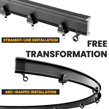Flexible Ceiling Curtain Track Ceiling Mount, Curved Curtain Rod, Sliding Curtains Track, Room Divider, Shower Curtain Rod, Wall Divider, 16.4 FT/ 5 M, Black - color: Black, size: 5 M/ 16.4 FT