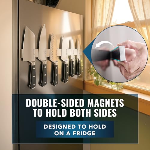 Cutluxe Magnetic Knife Holder for Wall and Fridge - 16" Stainless Steel Knife Magnetic Strip - Holds up to 15 Lbs, Easy to Mount, With Strong Magnets or Screws - size: 16 Inches