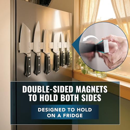 Cutluxe Magnetic Knife Holder for Wall and Fridge - 16" Stainless Steel Knife Magnetic Strip - Holds up to 15 Lbs, Easy to Mount, With Strong Magnets or Screws - size: 16 Inches