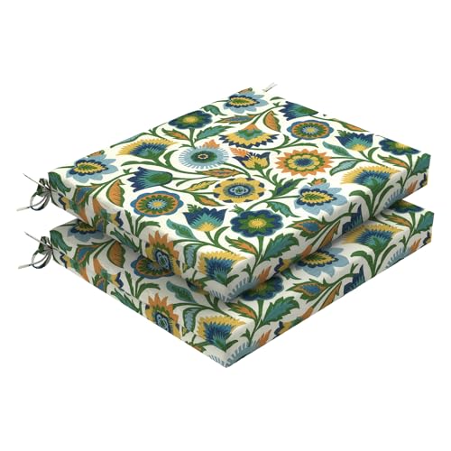 DYTXIII Set of 2 Outdoor Chair Cushions, Water Resistant 18.5"x16"x2" Square Seat Cushion for Patio Dining Chairs, High-Density Replacement Pads for Indoor Outdoor Furniture - Fiesta Floral - color: Fiesta Floral, size: Set of 2