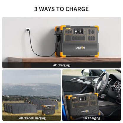 PECRON Portable Power Station 3072Wh E3600LFP, 5x3600W AC Outlets Power Station, LiFePO4 Battery Backup Expanded to 18.43kWh, Fast Charging Solar Generator for Home Use, RV, Camping, CPAP, Emergencies - style: E3600LFP