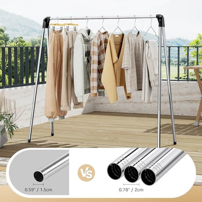 Clothes Drying Rack, Foldable Drying Rack Clothing, Stainless Steel Laundry Rack, Free-Standing, Indoor Outdoor Use with Travel Friendly Design, Collapsible for Home, Camping, Theater, RV Use, Black - size: 55 inch