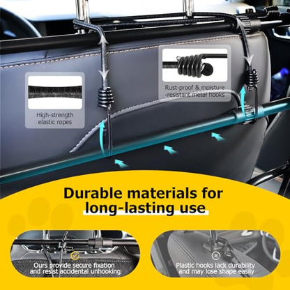 Universal Fit Dog Barrier for SUV,Sedan,Truck,Front/Back Seat,Elastic 5 Ropes&Steel Hooks Firmly Fixed,42.5"–62"Width Adjustable,Dog Car Barrier Follow the Seat Movement,Durable Matte Paint - size: Adjustable