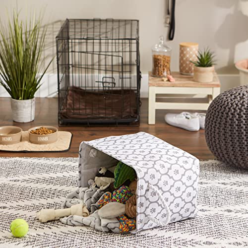 Bone Dry Pet Storage Collection Lattice Paw Print, Medium Rectangle, White/Gray - color: White/Gray, size: Medium Rectangle