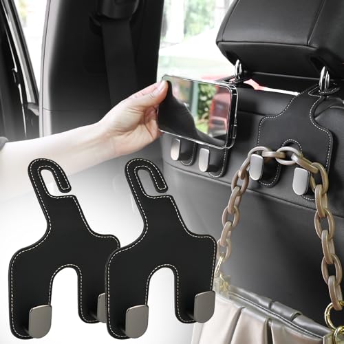 JEYODA Flexible PU Vehicle Storage Hanger, Universal Multifunctional Headrest Hooks for Car and Home (Style 2-Black) - color: style 2-black