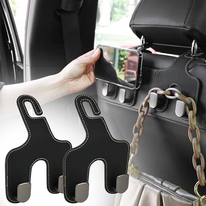 JEYODA Flexible PU Vehicle Storage Hanger, Universal Multifunctional Headrest Hooks for Car and Home (Style 2-Black) - color: style 2-black