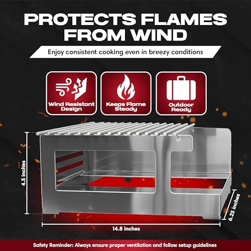 Chef Master Butane Stove Cover - Premium Stainless Steel Universal Fit - Any Standard Size Camping Stove - Portable Screen & Camping Wind Blocker - Camp Essentials for Outdoor & Indoor Cooking 90217 - size: Stainless Steel