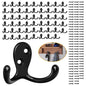 Homanu 54 Pack Coat Hooks, Heavy Duty Double Prong Coat Hooks Wall Mounted with 108 Screws, No Rust Black Metal Wall Hooks for Hanging Towel, Coat, Bag, Hat, Cup, Key - color: 54 Pcs Black