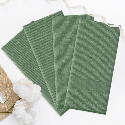 Homaxy Premium Kitchen Towels(18”x 28”, 3 Pack), Large Cotton Kitchen Hand Towels, Flat and Terry Dish Towels, 380 GSM Highly Absorbent Tea Towel Set with Hanging Loop, Grass Green - color: Grass Green, style: 3-pack