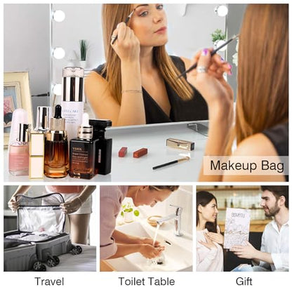 BOYATU Travel Makeup Bags Cosmetic Organizer Bag: 3-Set Large Capacity Make up Bag - PU Leather Toiletry Bags for Women - Wide Open Portable Pouch with Divider & Handle (01-Z-Pink) - color: 01-Z-Pink